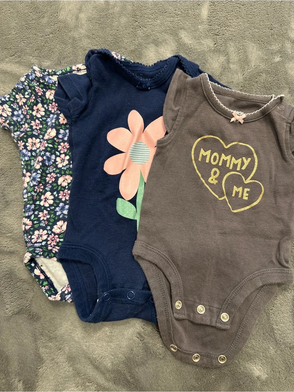 Carter's Navy Floral & Graphic bodysuit - Pink Flower Accent